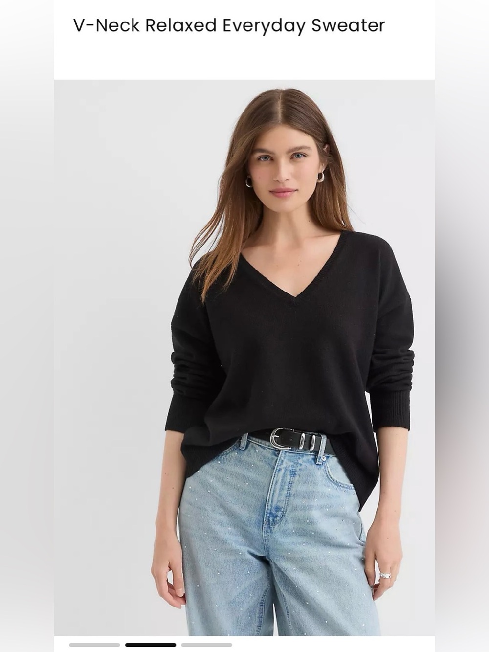 LOFT V-Neck Relaxed Everyday Sweater - Black size XS